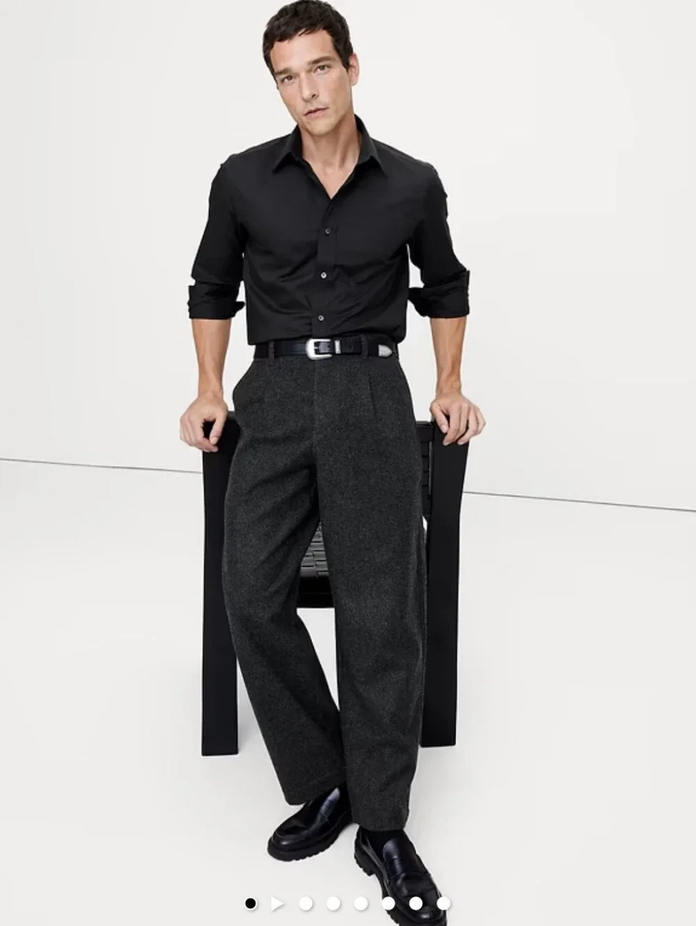 NWOT Banana Republic Black Slim-Fit Wrinkle-Resistant Dress Shirt Size Medium